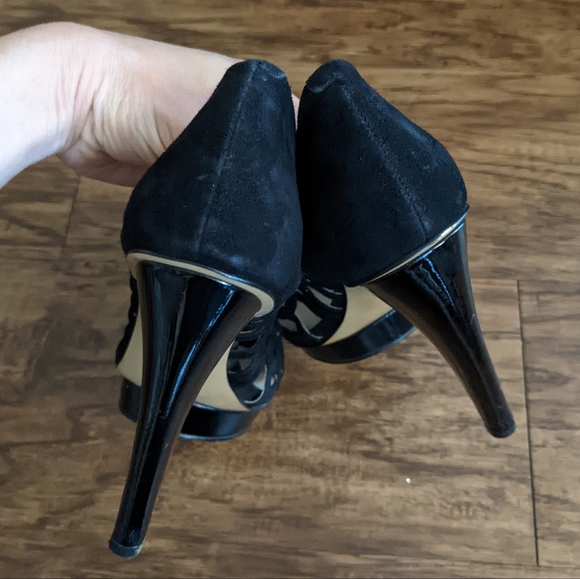 Nine West Black Velvet Suede High Heels - Picture 4 of 6